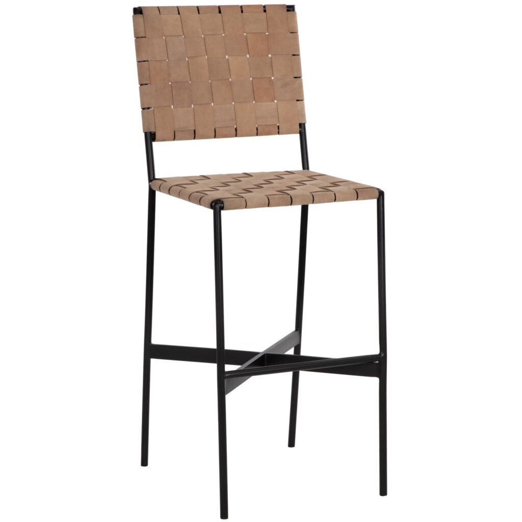 Omari Barstool - Suede Light Tan Leather