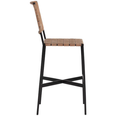 Omari Barstool - Suede Light Tan Leather 107068 107068 OMARI BARSTOOL BLACK LIGHT TAN LEATHER 2