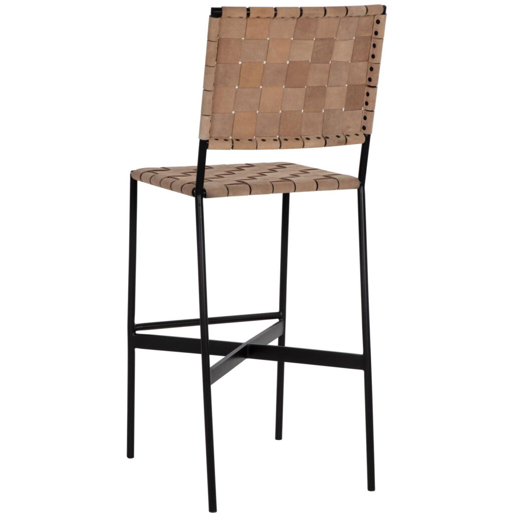 Omari Barstool - Suede Light Tan Leather - Image 3