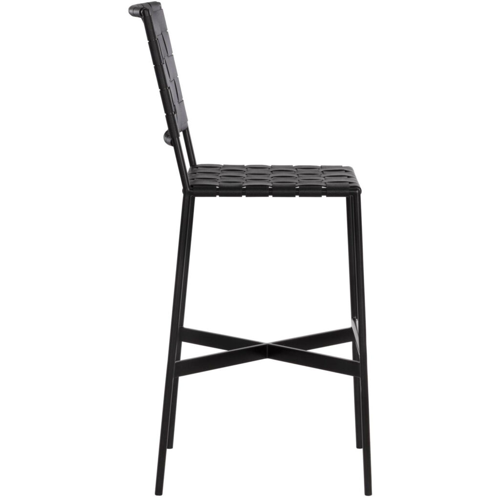 Omari Barstool - Black Leather - Image 2