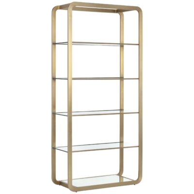 Ambretta Bookcase - Large - Gold / Clear 107074 107074 AMBRETTA BOOKCASE LARGE GOLD CLEAR GLASS 1