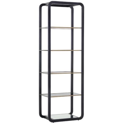 Ambretta Bookcase - Small - Black / Smoke Grey 107075 107075 AMBRETTA BOOKCASE SMALL BLACK SMOKED GLASS 1