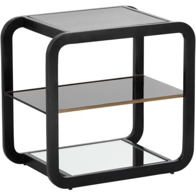 Ambretta End Table - Black / Smoke Grey 107081 107081 AMBRETTA END TABLE BLACK SMOKED GLASS 1