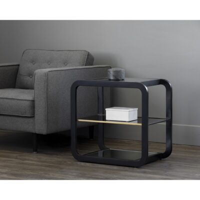 Ambretta End Table - Black / Smoke Grey 107081 107081 AMBRETTA END TABLE BLACK SMOKED GLASS 5