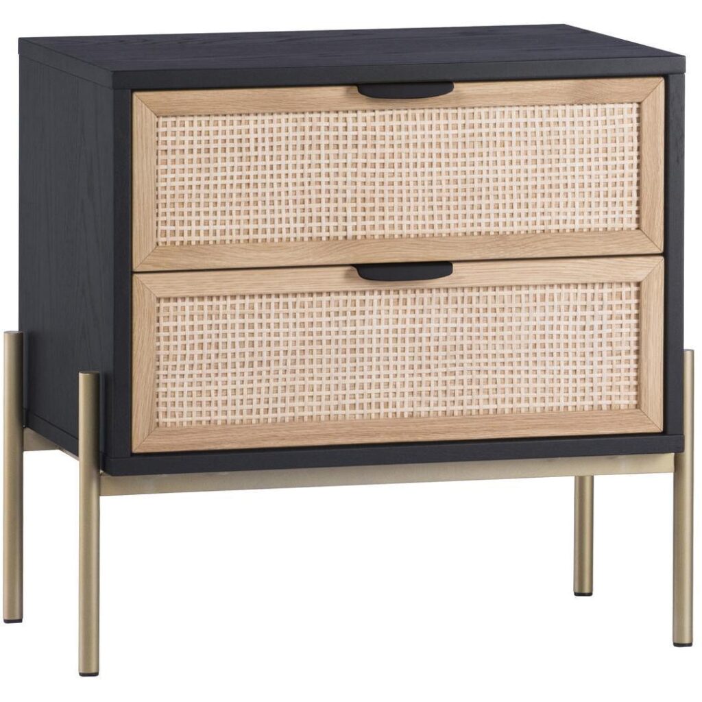 Avida Nightstand - Gold - Black/Natural