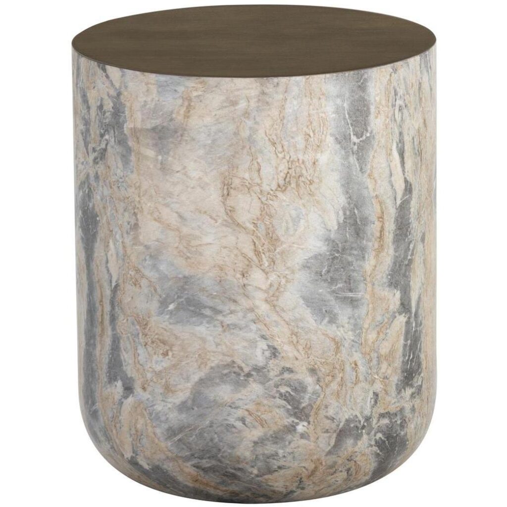 Diaz End Table - Marble Look - Antique Brass - Image 2