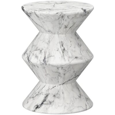 Union End Table - Marble Look - White 107411 107411 UNION END TABLE WHITE MARBLE LOOK 1