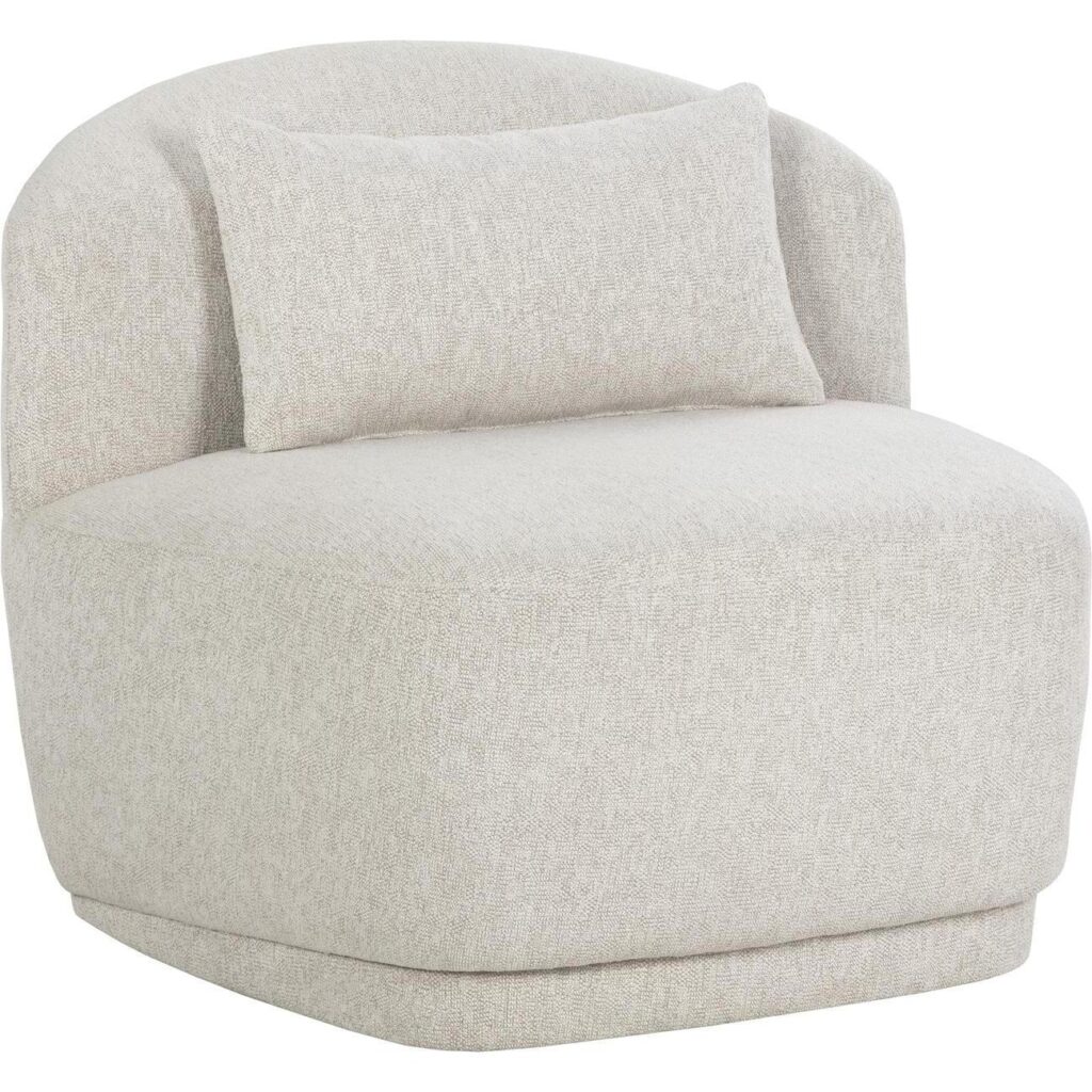 Soraya Swivel Armless Chair - Dove Cream