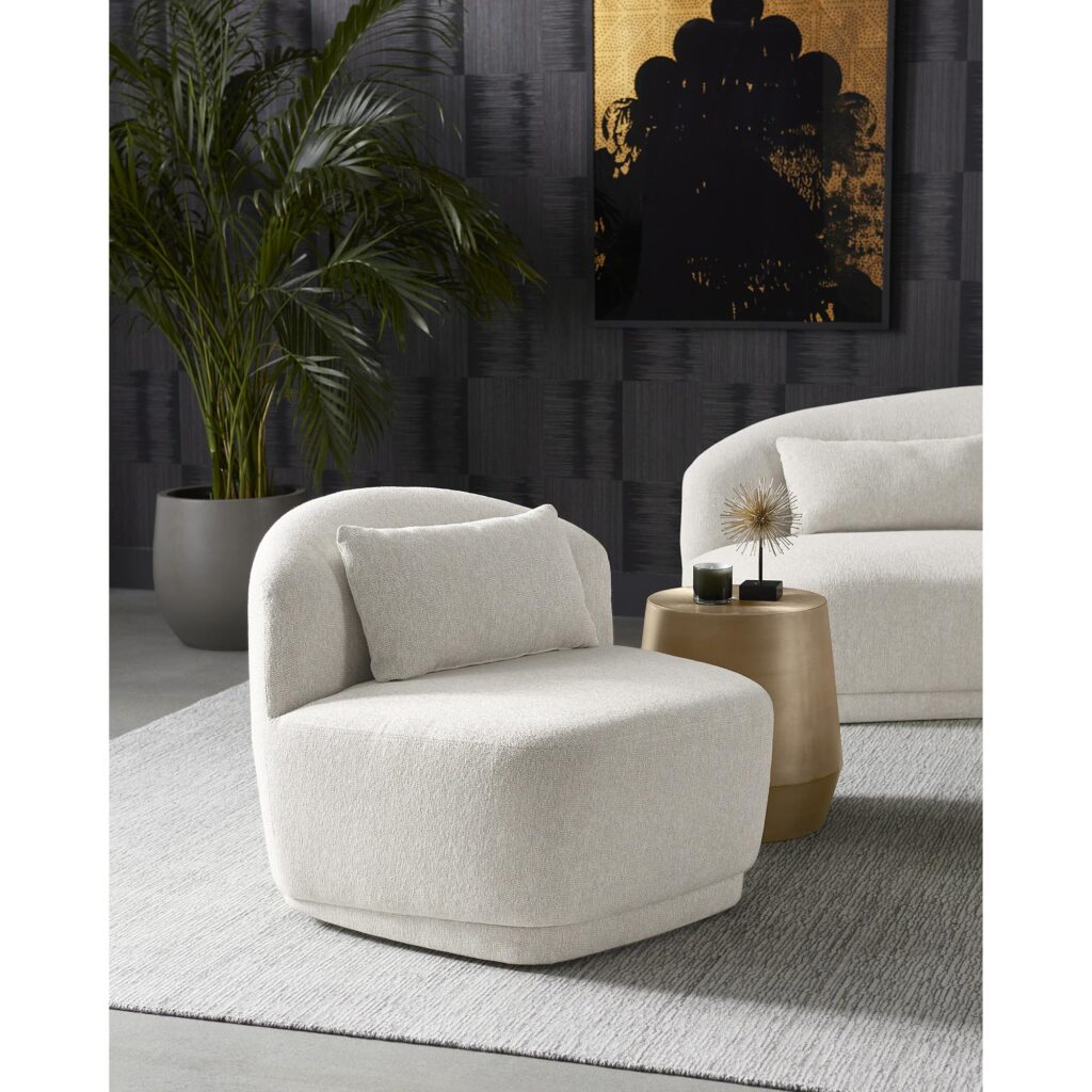 Soraya Swivel Armless Chair - Dove Cream - Image 5