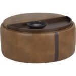 Borelli Wheeled Storage Ottoman - Tobacco Tan / Autumn Chestnut 9 Borelli Wheeled Storage Ottoman - Tobacco Tan / Autumn Chestnut - Image 2