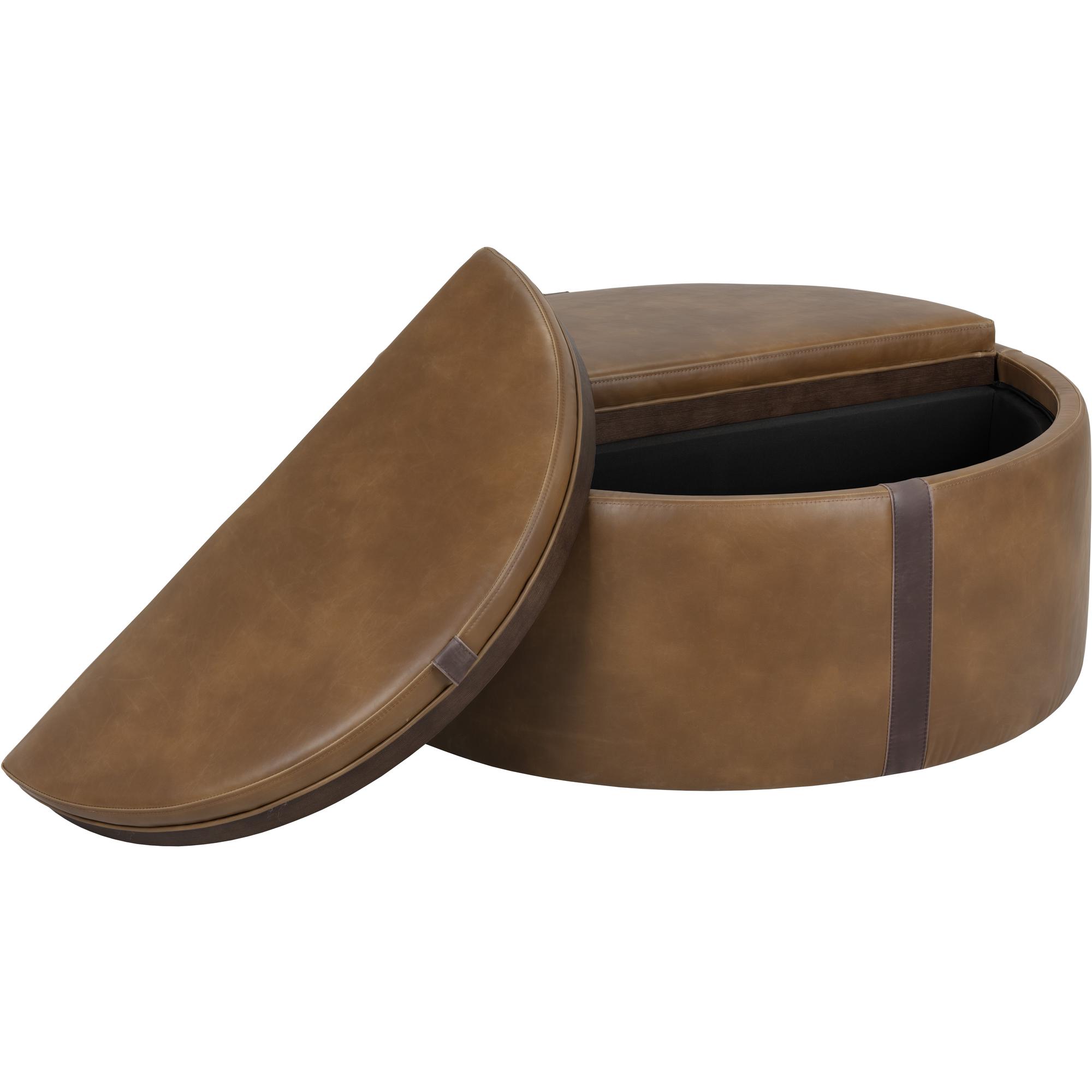 Borelli Wheeled Storage Ottoman - Tobacco Tan / Autumn Chestnut 5 Borelli Wheeled Storage Ottoman - Tobacco Tan / Autumn Chestnut - Image 5