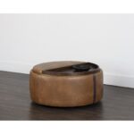 Borelli Wheeled Storage Ottoman - Tobacco Tan / Autumn Chestnut 13 Borelli Wheeled Storage Ottoman - Tobacco Tan / Autumn Chestnut - Image 6
