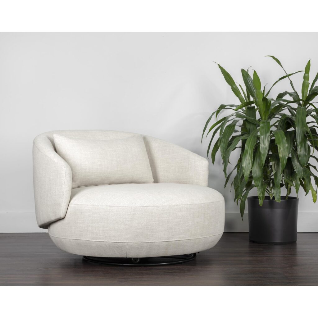 Walsh Swivel Lounge Chair - Effie Linen - Image 5