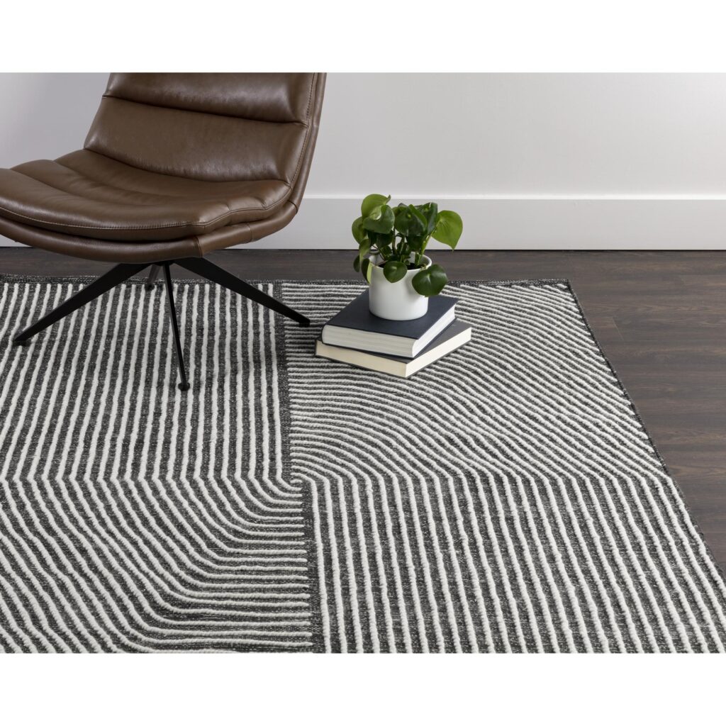 Serene Hand-Woven Rug - Black / White - 5' X 8' - Image 2