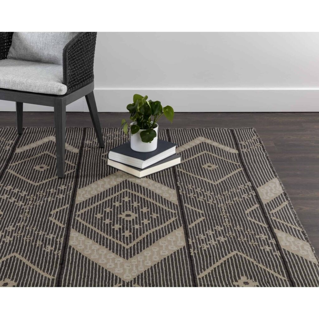 Asana Hand-Woven Rug - Black / Tan - 5' X 8' - Image 2