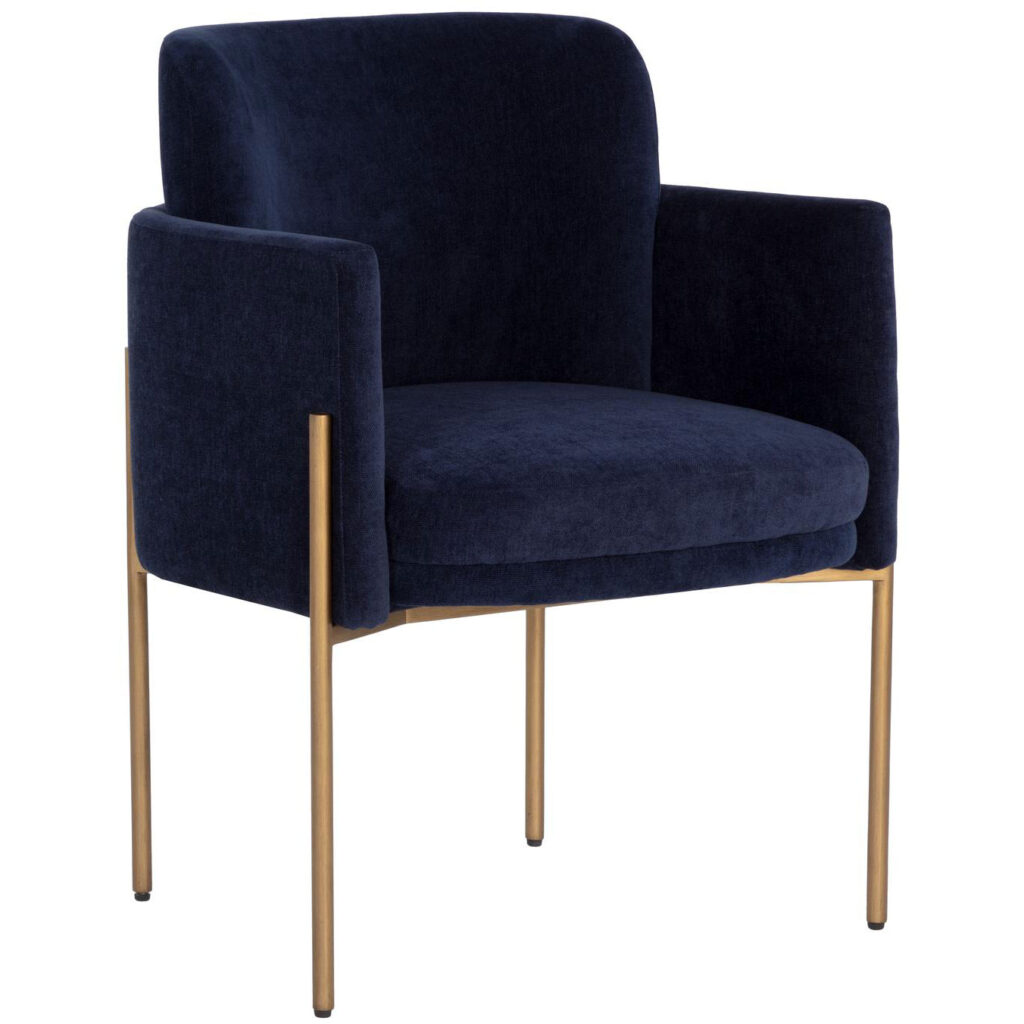 Richie Dining Armchair - Antique Brass - Danny Navy