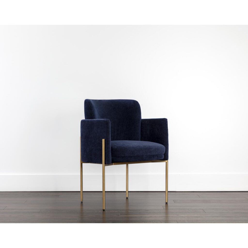 Richie Dining Armchair - Antique Brass - Danny Navy - Image 5