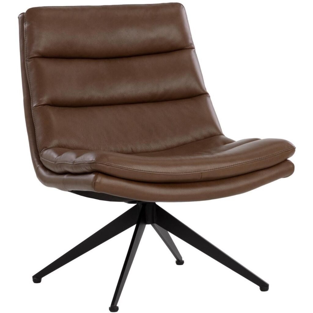 Keller Swivel Lounge Chair - Missouri Mahogany Leather