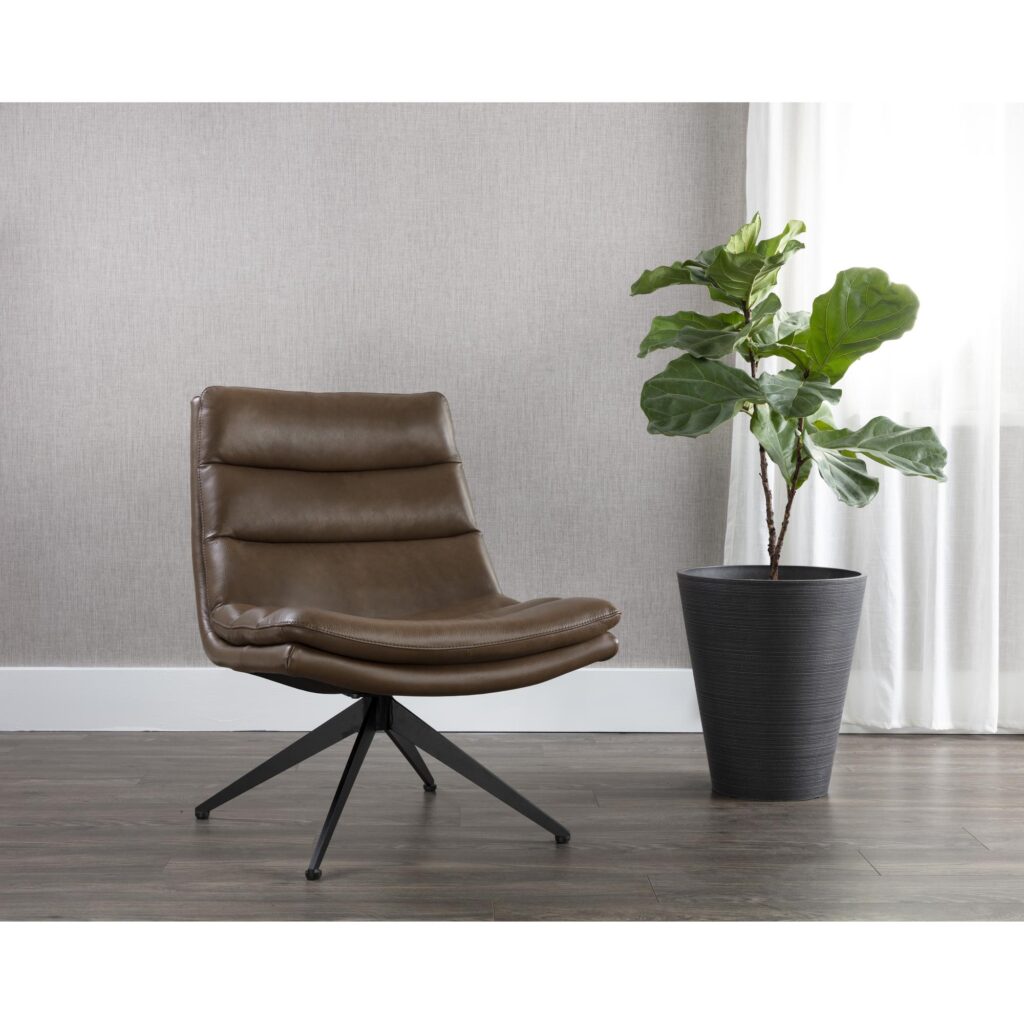 Keller Swivel Lounge Chair - Missouri Mahogany Leather - Image 5