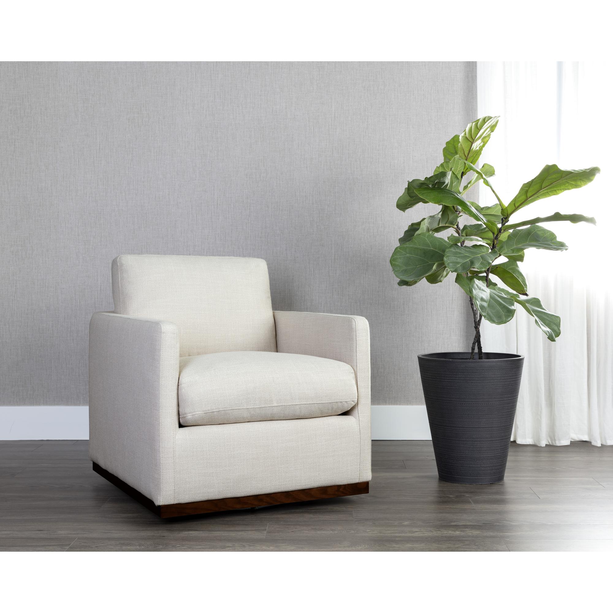 Portman Swivel Lounge Chair - Effie Linen 5 Portman Swivel Lounge Chair - Effie Linen - Image 5