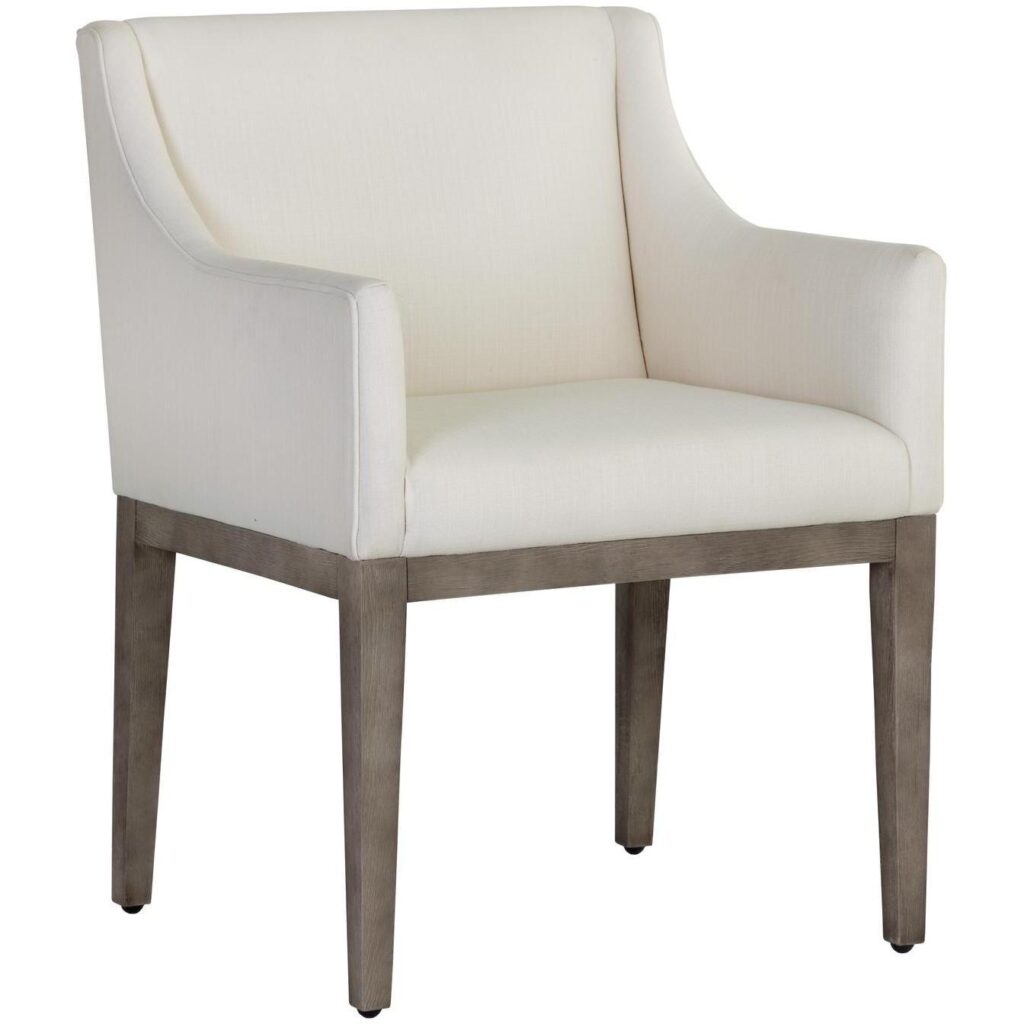 Malik Dining Armchair - Ash Grey - Linoso Ivory