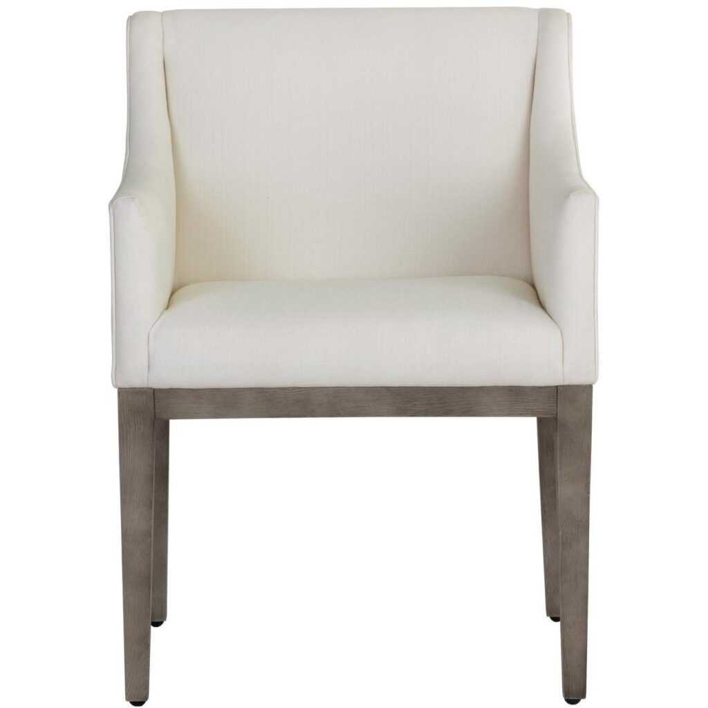 Malik Dining Armchair - Ash Grey - Linoso Ivory - Image 2