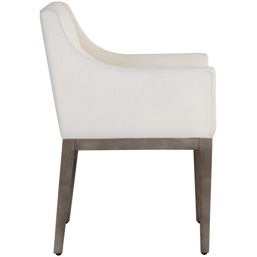 Malik Dining Armchair - Ash Grey - Linoso Ivory - Image 3