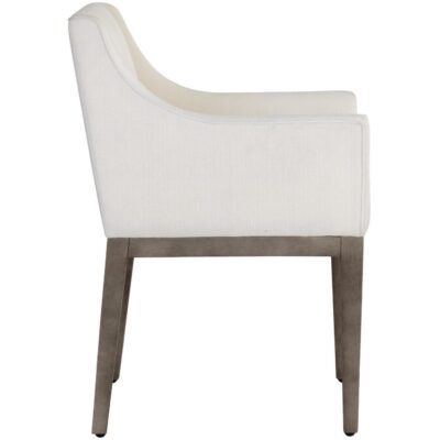 Malik Dining Armchair - Ash Grey - Linoso Ivory 107788 107788 MALIK DINING ARMCHAIR LINOSO IVORY 2