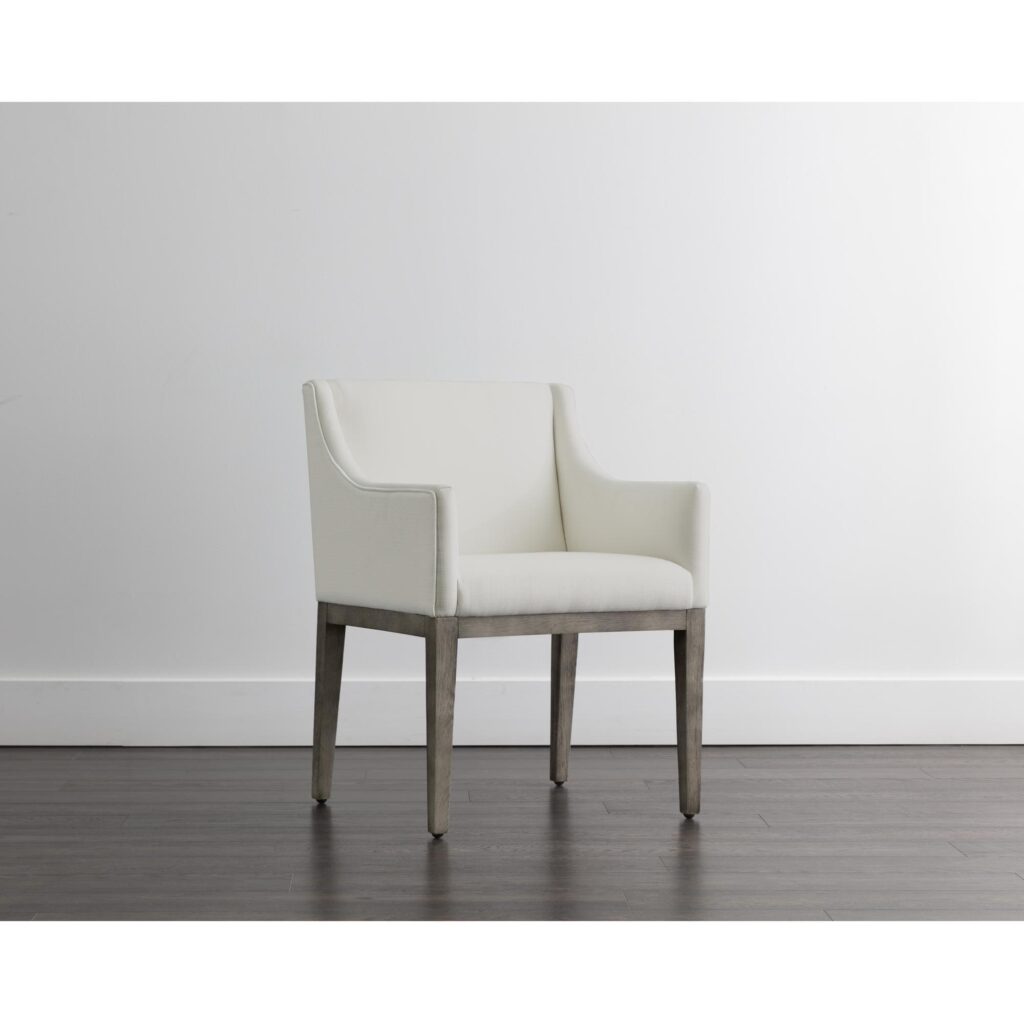 Malik Dining Armchair - Ash Grey - Linoso Ivory - Image 5