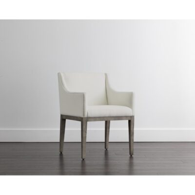 Malik Dining Armchair - Ash Grey - Linoso Ivory 107788 107788 MALIK DINING ARMCHAIR LINOSO IVORY 5