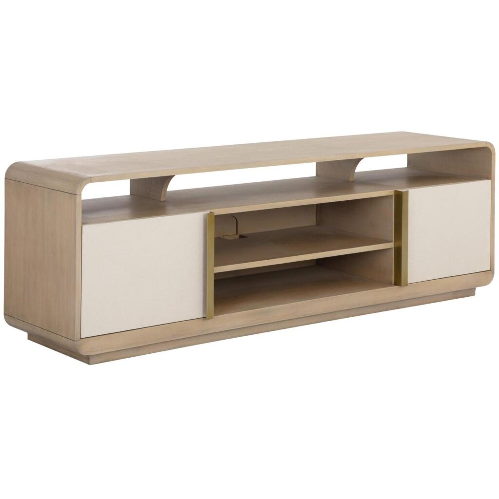 Kayden Media Console And Cabinet - Oyster Shagreen