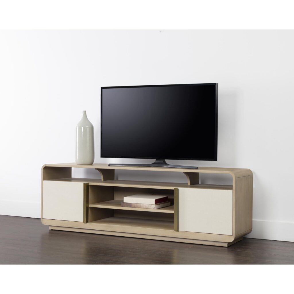 Kayden Media Console And Cabinet - Oyster Shagreen - Image 4