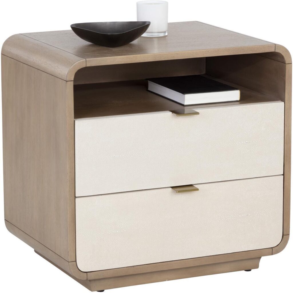 Kayden Nightstand - Oyster Shagreen