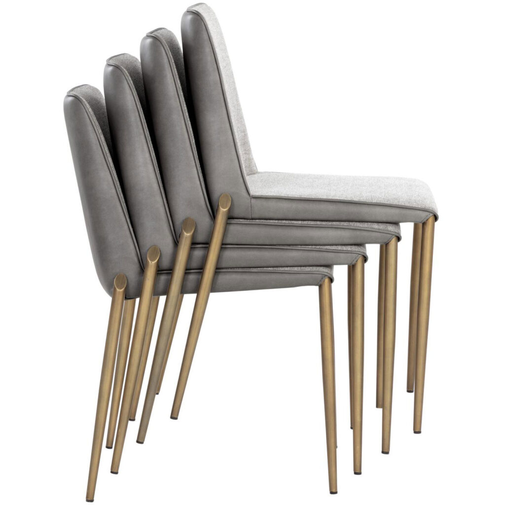 Renee Stackable Dining Chair - Belfast Heather Grey / Bravo Metal - Image 11