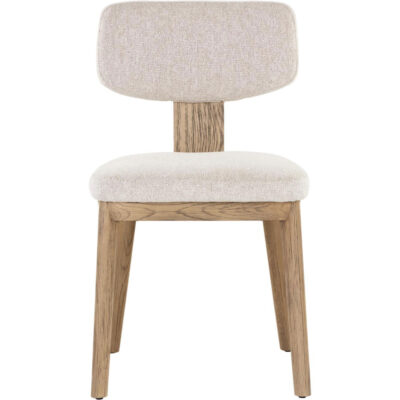 Rickett Dining Chair - Weathered Oak - Dove Cream 107883 107883 RICKETT DINING CHAIR WEATHERED OAK DOVE CREAM 1