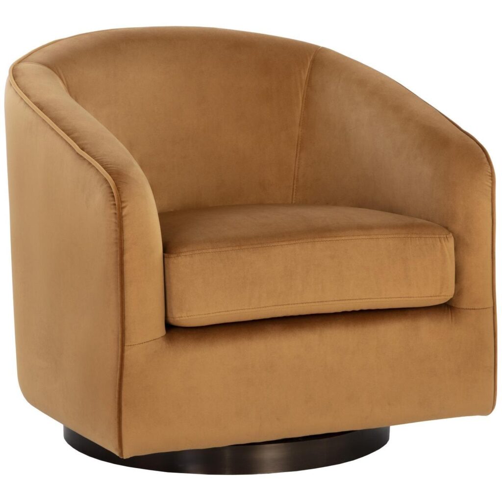 Hazel Swivel Lounge Chair - Dark Bronze - Gold Sky