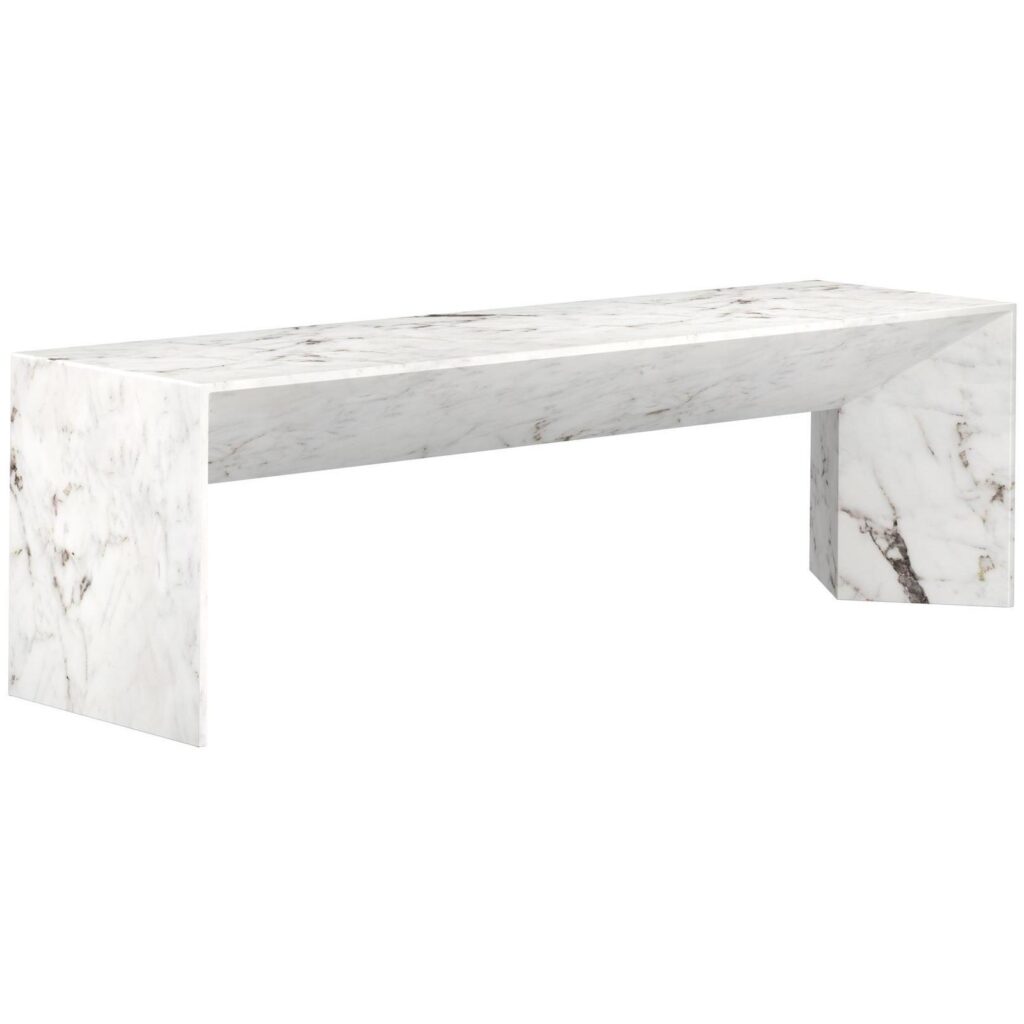 Nomad Bench - Marble Look - White