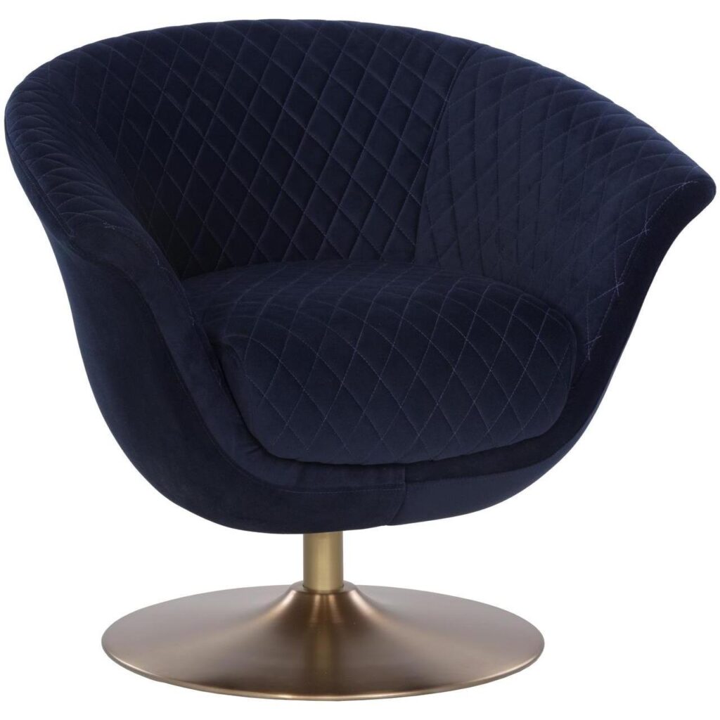 Carine Swivel Lounge Chair - Quilted Abbington Navy