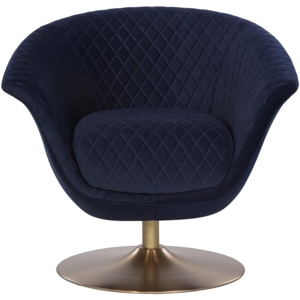 Carine Swivel Lounge Chair - Quilted Abbington Navy - Image 2