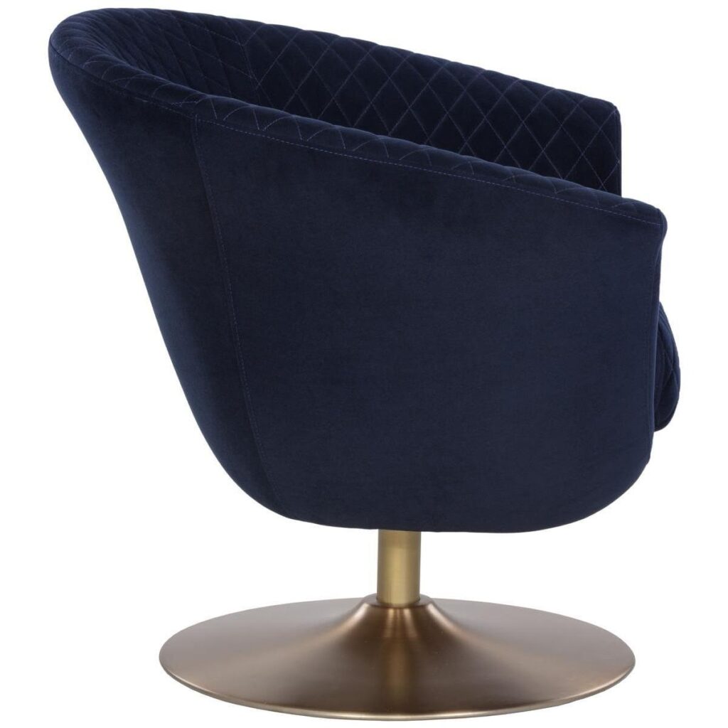 Carine Swivel Lounge Chair - Quilted Abbington Navy - Image 3