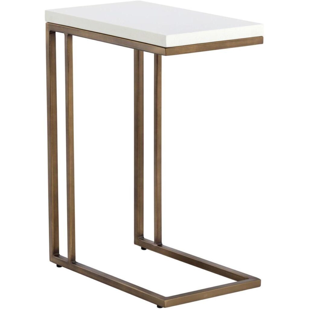 Sawyer End Table - Antique Brass - White - Image 2