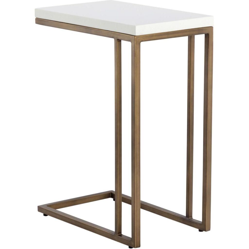 Sawyer End Table - Antique Brass - White - Image 3