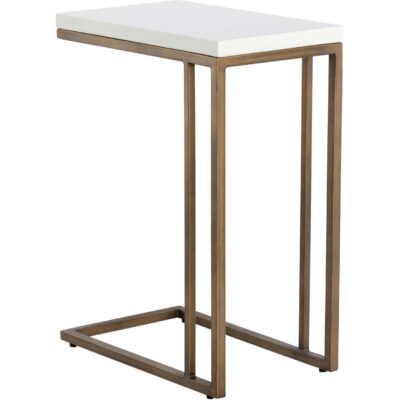 Sawyer End Table - Antique Brass - White 108115 108115 SAWYER END TABLE ANTIQUE BRASS WHITE 2