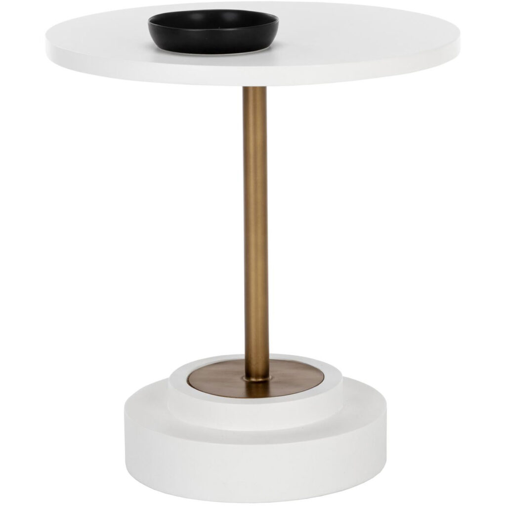 Marlowe Bistro Table - Antique Brass - White - 27.5"