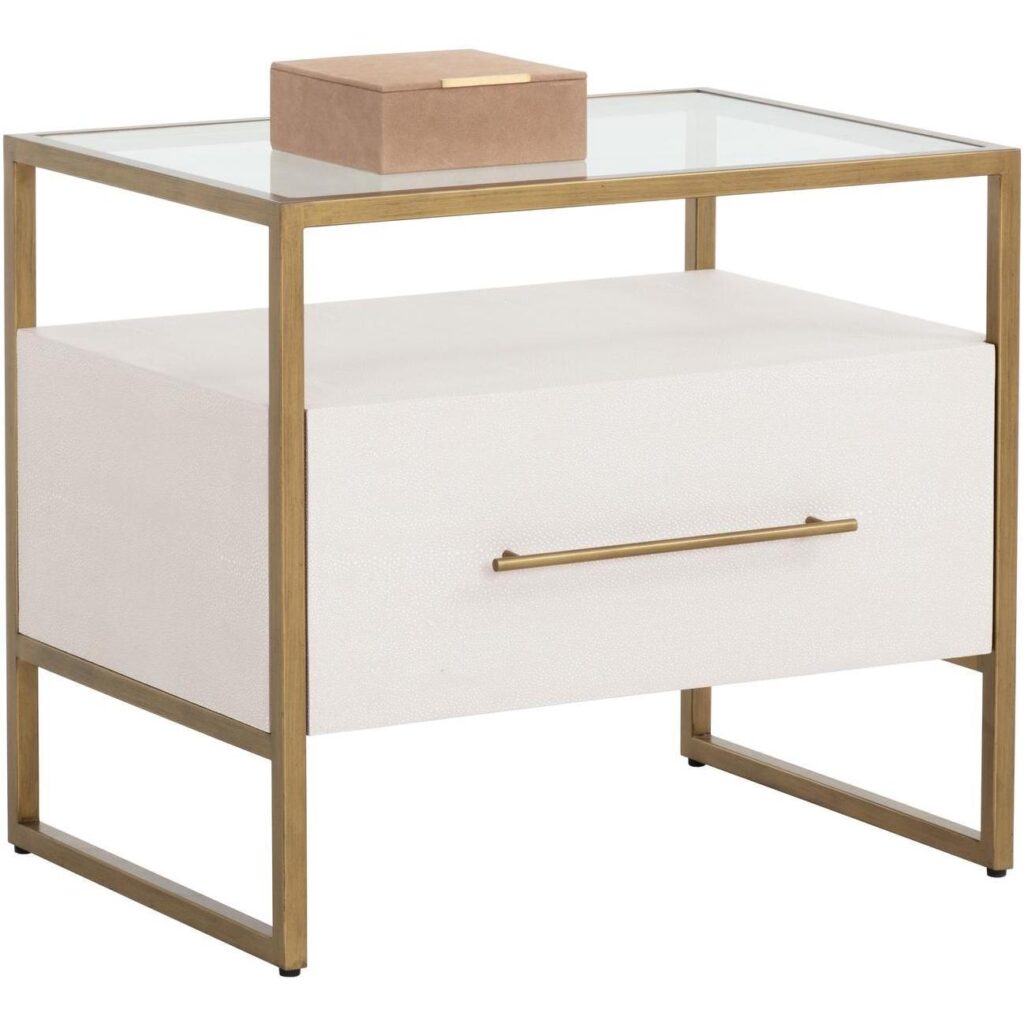 Venice Nightstand - Oyster Shagreen