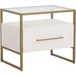 Venice Nightstand - Oyster Shagreen 8 Venice Nightstand - Oyster Shagreen 108148 108148 VENICE NIGHTSTAND OYSTER SHAGREEN 1
