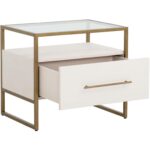 Venice Nightstand - Oyster Shagreen 9 Venice Nightstand - Oyster Shagreen 108148 108148 VENICE NIGHTSTAND OYSTER SHAGREEN 2