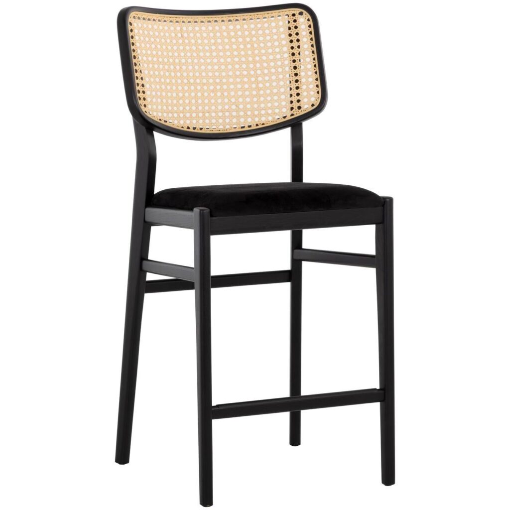 Annex Counter Stool - Velvet Black / Natural