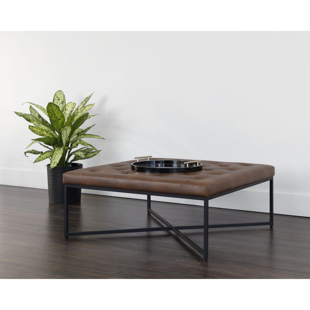 Endall Ottoman - Black - Bravo Cognac - Image 4