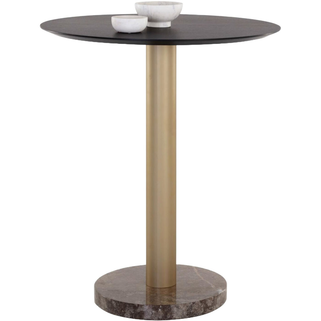 Monaco Bar Table - Gold - Grey Marble / Charcoal Grey